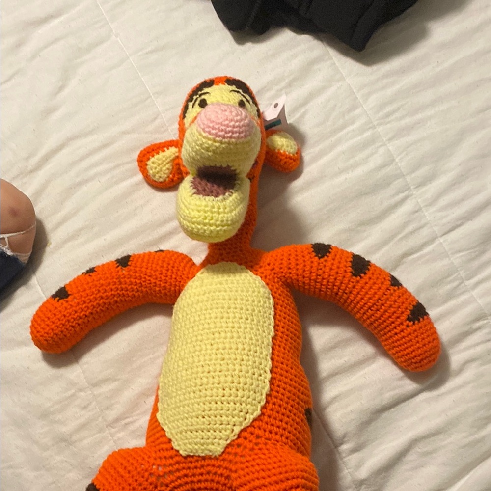 Orange and Yellow Knitted Tiger Toy